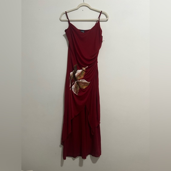 Y2K Vintage Red Floral Mesh Jumpsuit - Picture 2 of 4